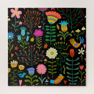 Sketch floral, seamless artistic pattern. jigsaw puzzle