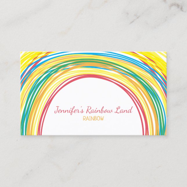 Sketch Kids Drawing Rainbow Business Card (Front)