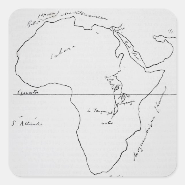 Sketch Map of Africa Square Sticker (Front)