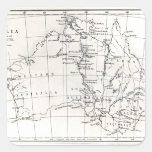Sketch map of Australia Square Sticker
