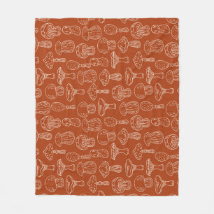 Sketch Mushrooms: Cute Seamless Background. Fleece Blanket
