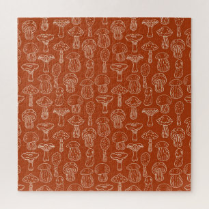 Sketch Mushrooms: Cute Seamless Background. Jigsaw Puzzle
