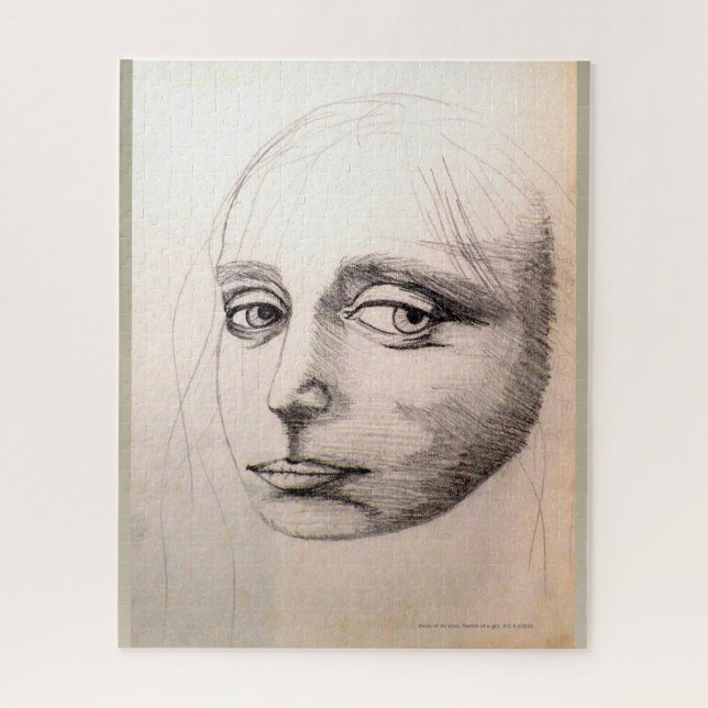 Sketch of a girl. Study of da Vinci by D.C.B. Jigsaw Puzzle (Vertical)