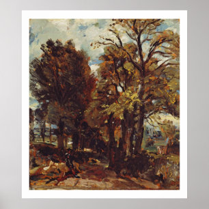 Sketch of a Lane at East Bergholt, c.1810 (oil on Poster