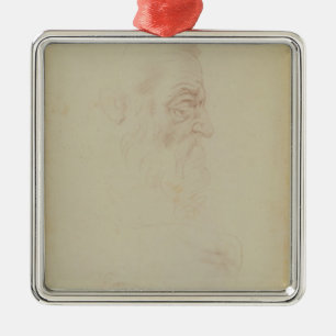 Sketch of a male head and two legs metal tree decoration