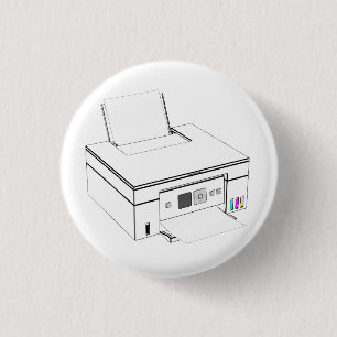 Sketch of a modern all-in-one inkjet colour printe 3 cm round badge