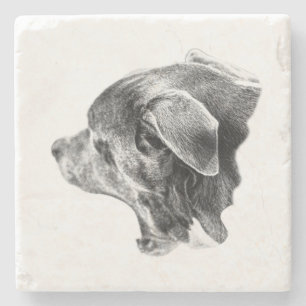 Sketch of a Sleepy Pup Stone Coaster