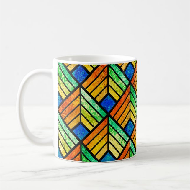 Sketch of a stained glass window. Seamless pattern Coffee Mug (Left)