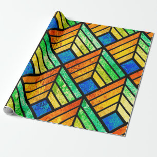 Sketch of a stained glass window. Seamless pattern Wrapping Paper