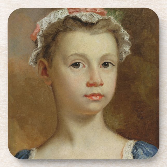 Sketch of a Young Girl, c.1730-40 (oil on canvas) Coaster (Front)