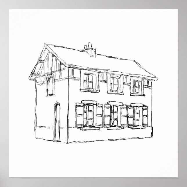 Sketch of an Old House, with Shutters. Poster (Front)