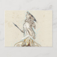 Sketch of Athena Statue Announcement Postcard 