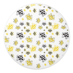 sketch of bees pattern background ceramic knob