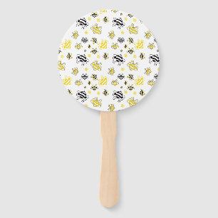 sketch of bees pattern background hand fan