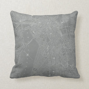 Sketch of Boston City Map Cushion