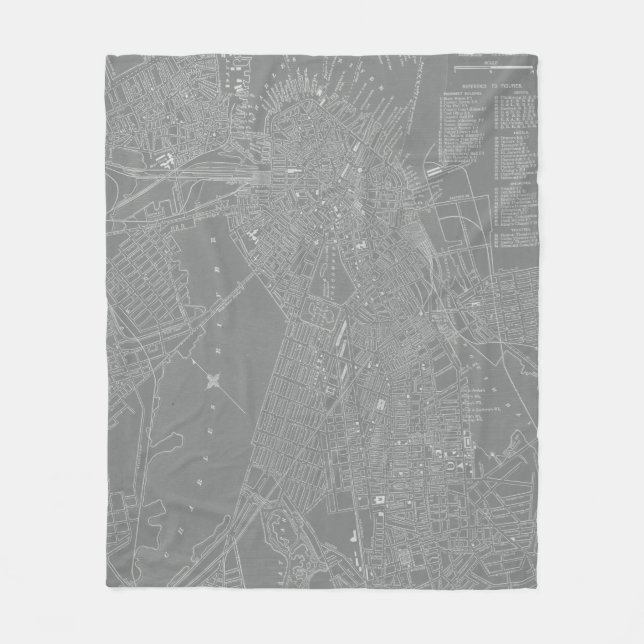 Sketch of Boston City Map Fleece Blanket (Front)