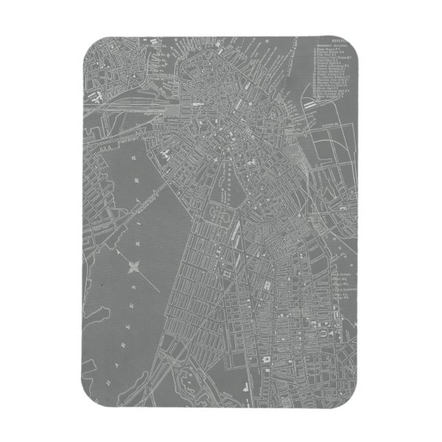 Sketch of Boston City Map Magnet (Vertical)