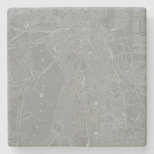 Sketch of Boston City Map Stone Coaster