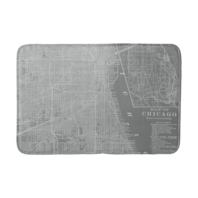 Sketch of Chicago City Map Bath Mat (Front)