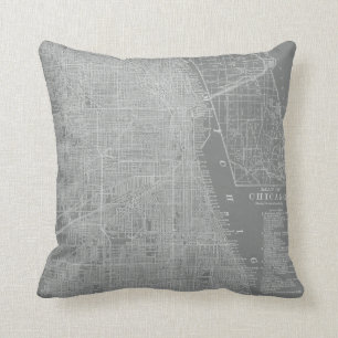 Sketch of Chicago City Map Cushion