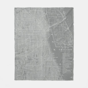 Sketch of Chicago City Map Fleece Blanket