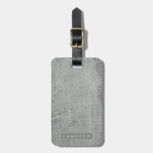 Sketch of Chicago City Map Luggage Tag