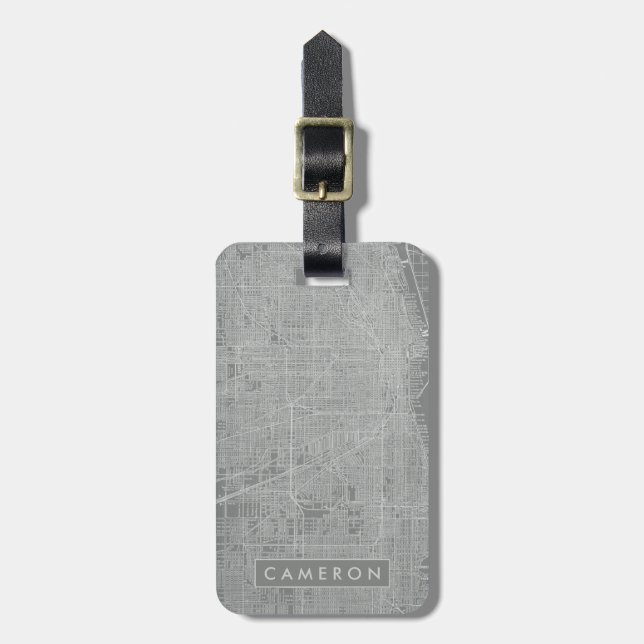 Sketch of Chicago City Map Luggage Tag (Front Vertical)