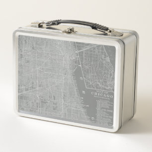 Sketch of Chicago City Map Metal Lunch Box