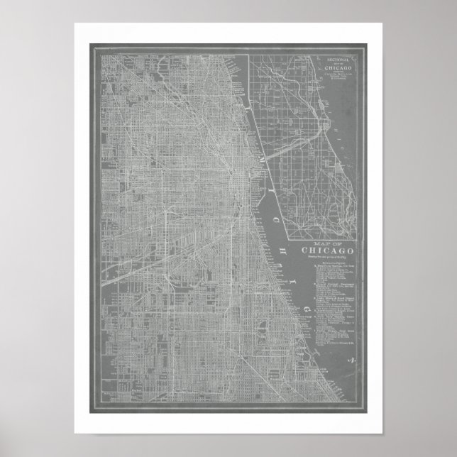Sketch of Chicago City Map Poster (Front)