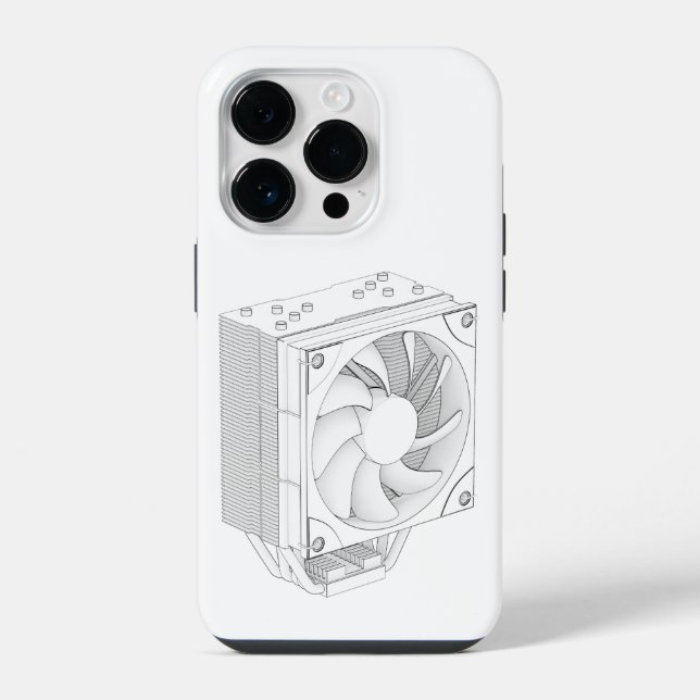 Sketch of computer processor cooler iPhone case (Back)