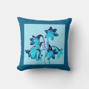 Sketch of Daylilies - Cobalt and Sky Blue Cushion