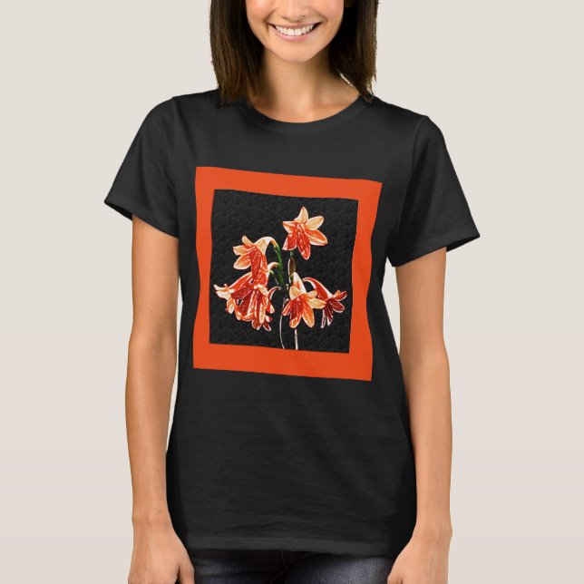 Sketch of Daylilies - Mandarin orange and Rust T-Shirt (Front)