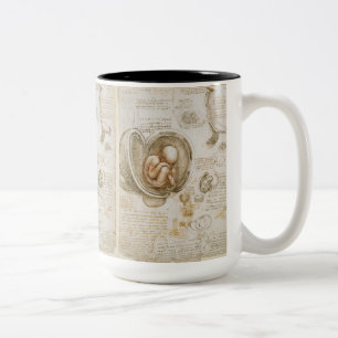 Sketch of Foetus by Leonardo Da Vinci Two-Tone Coffee Mug