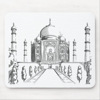 Sketch of India Landmark, Taj Mahal Mouse Mat