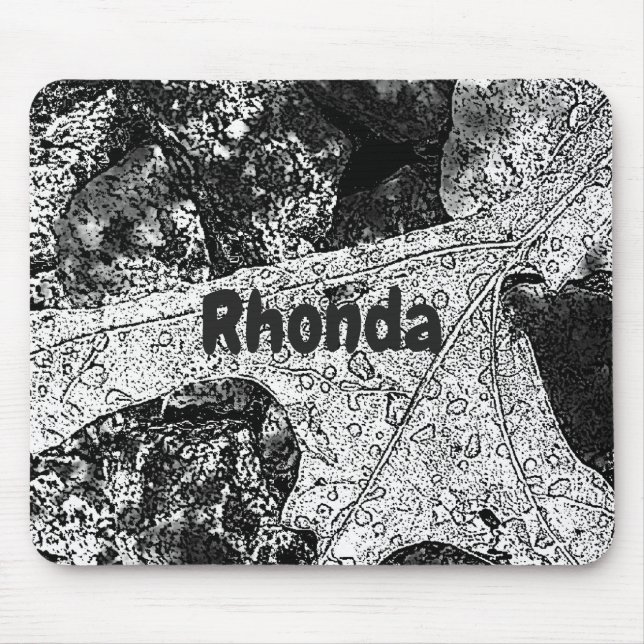 Sketch of Leaf in Black and White Mouse Mat (Front)