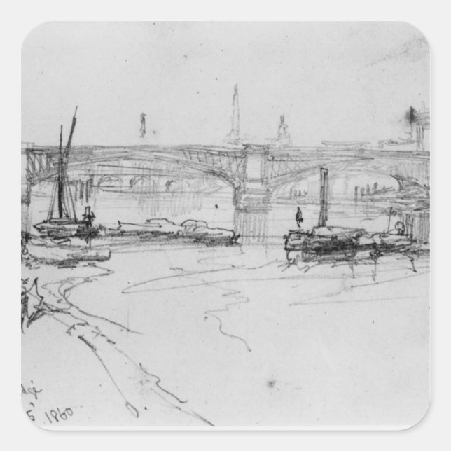 Sketch of London Bridge, 1860 Square Sticker (Front)