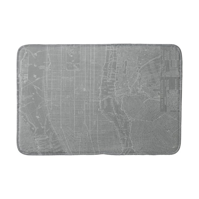 Sketch of New York City Map Bath Mat (Front)