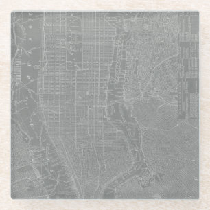 Sketch of New York City Map Glass Coaster