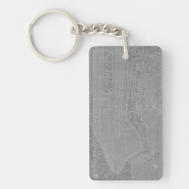 Sketch of New York City Map Key Ring (Front)