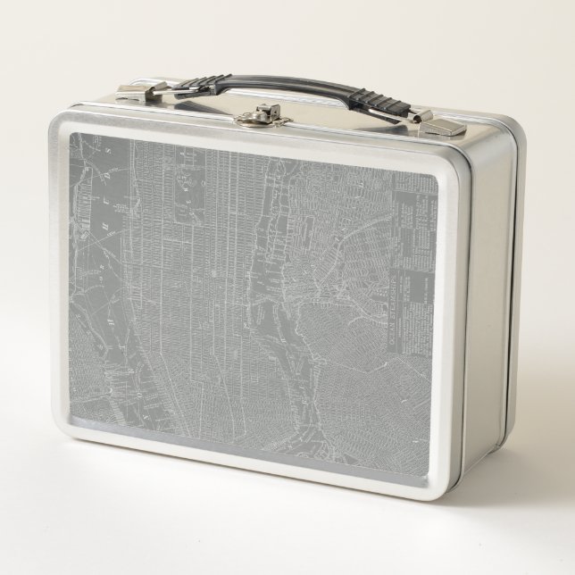 Sketch of New York City Map Metal Lunch Box (Front)
