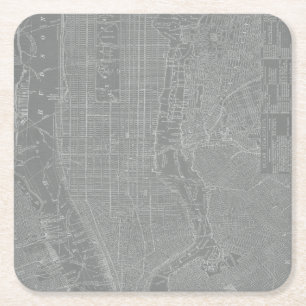Sketch of New York City Map Square Paper Coaster