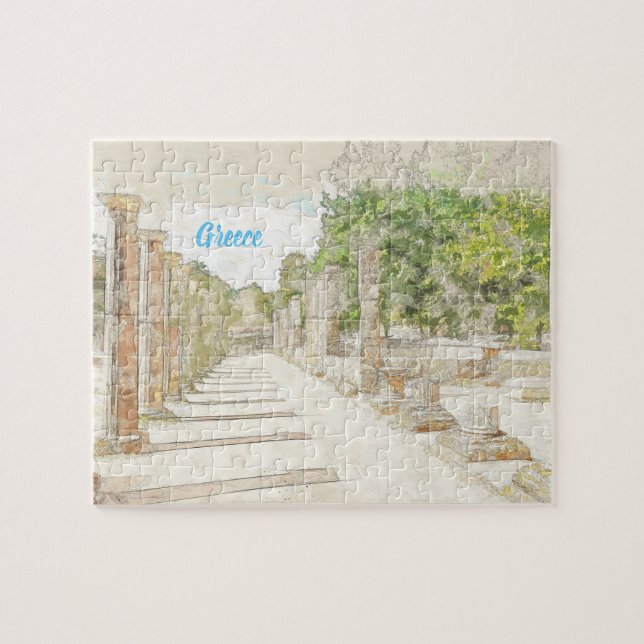 Sketch of ruins in Ancient Olympia, Elis, Greece Jigsaw Puzzle (Horizontal)
