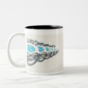 Sketch of several rented bicycles parked in a row Two-Tone coffee mug