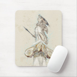 Sketch of Statue of Athena, Greece Travel Art Mouse Mat
