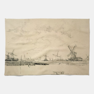 Sketch of Windmills Tea Towel