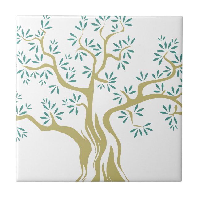 Sketch Olive Tree Ceramic Tile | Artistic Tree (Front)