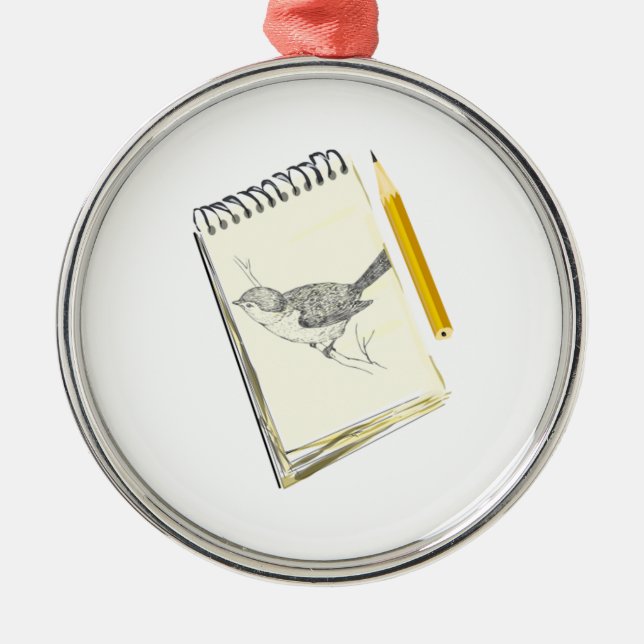 Sketch Pad Bird Metal Tree Decoration (Front)