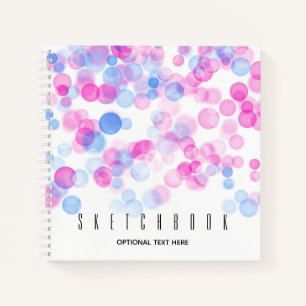 Sketch Pink Blue Bokeh Effect Dots Personalised Notebook