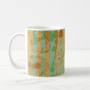 Sketch rabbit and chamomile, vintage seamless patt coffee mug