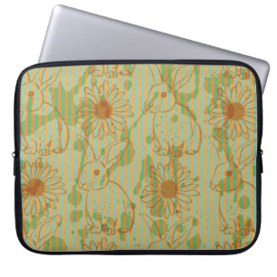 Sketch rabbit and chamomile, vintage seamless patt laptop sleeve